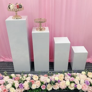 4pcs Square Pillar Pedestal Cilindro bianco torta nuziale stand compleanno sfondo decorazione tavolo da dessert tavolo da dessert