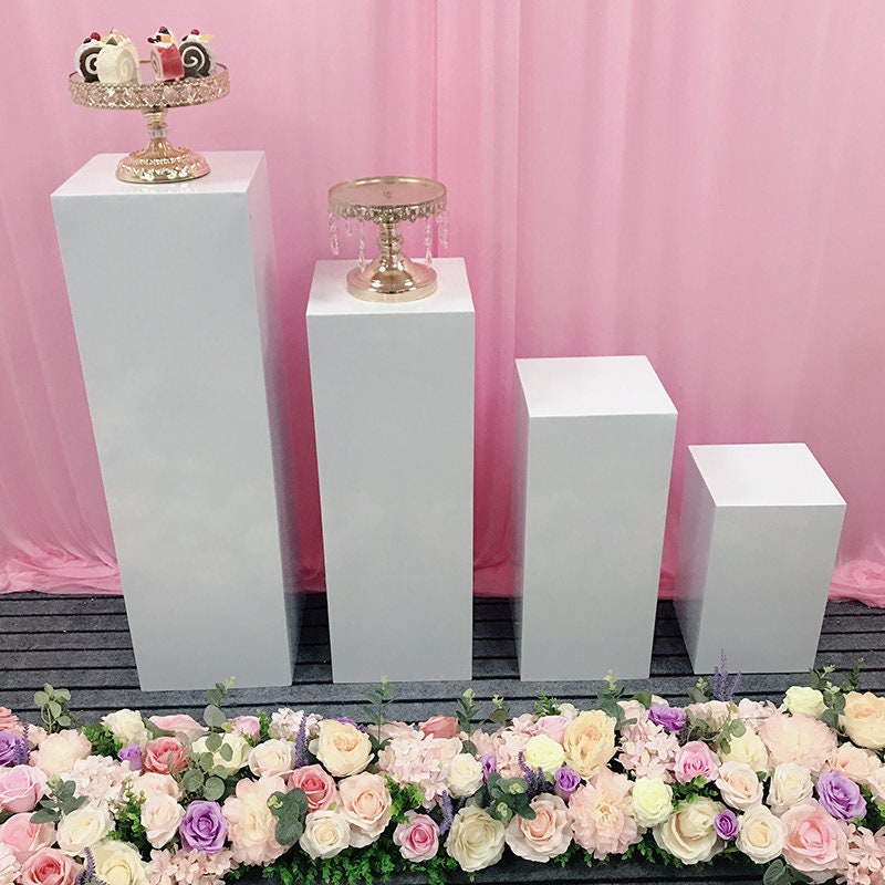 4pcs Square Pillar Pedestal Cylinder white wedding cake stand Etsy
