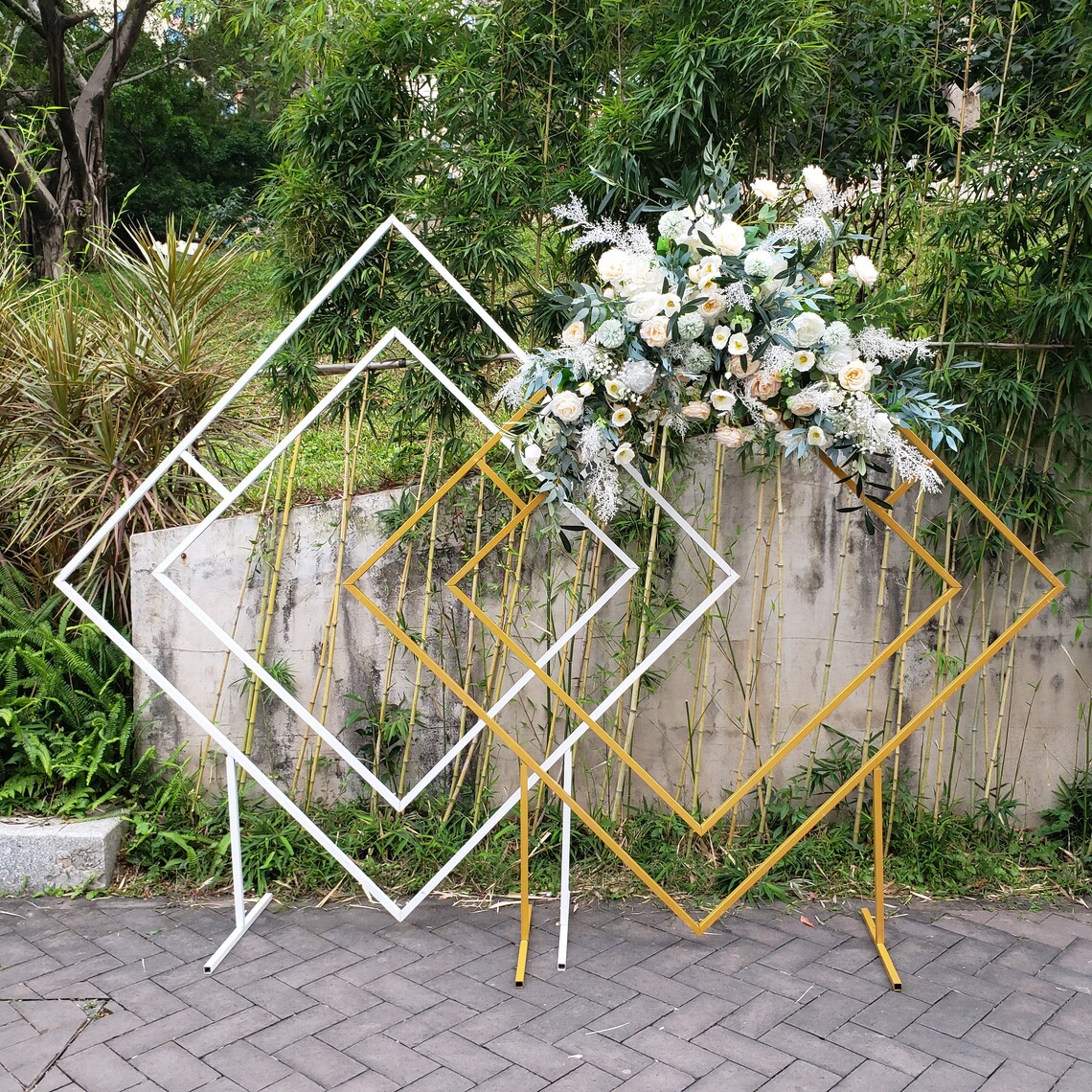 Rhombic arch standwedding iron archartificial flower metal image 1