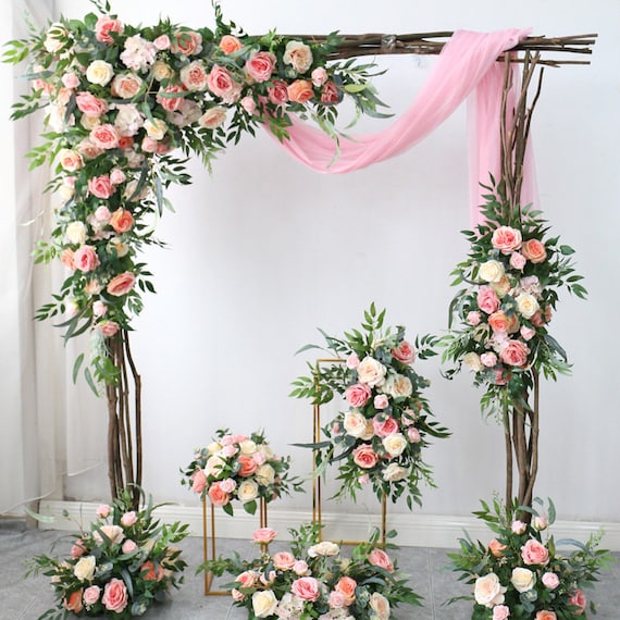 Customize Rouge Pink Flowers Romantic Wedding Artificial Etsy