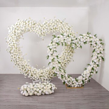 Luxury Heart Shape White Rose Floral Arrangement for Wedding Party Decor Event Stage Props Christmas Decoration Customized