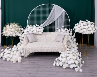 Artificial Flowers for Decoration Luxury Style White Rose Floral Arrangement for Wedding Background Decor Sofa Flower Customized