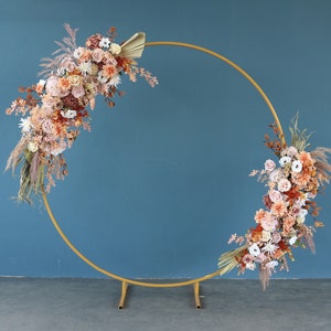Fila di fiori per matrimoni Personalizza i colori autunnali Disposizione dei fiori Rose artificiali Decorazione di nozze Arco tondo Set Portafiori Festa a casa