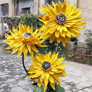 Set di girasoli giganti per eventi nuziali, fondale floreale in carta per negozi al dettaglio, decorazione per vetrine, grandi fiori autoportanti realizzati a mano