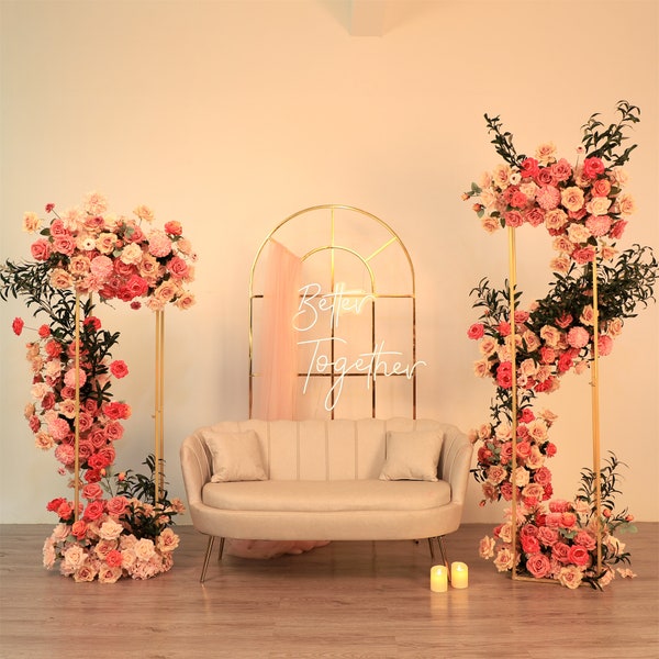 Luxury DIY Pink Red Greens Artificial Floral Arrangement for Wedding Party Event Backdrop Decorations Flower Stand Set Home Decor