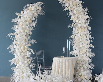 White Rose Flower Arrangement Set: Wedding Arch Party Decor