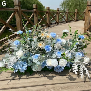 Blue Silk Flower Row: Wedding Arch Floral Decoration