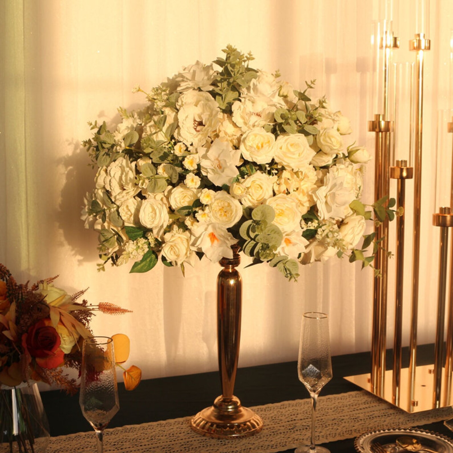 White Silk Rose Flower Ball Centerpiece: Wedding Table Decor - Etsy