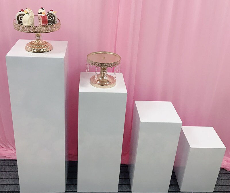 4pcs Square Pillar Pedestal Cylinder White Wedding Cake Stand Etsy