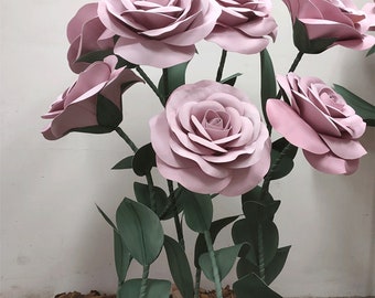 Paper Roses Set Giant Free-Standing Roses Shopping Mall Window Display Art Decor Valentine's Day Handmade Simulated Wedding Event Floral