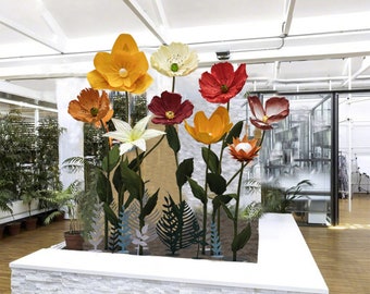 Escultura de flores de papel gigantes: arreglo floral para bodas