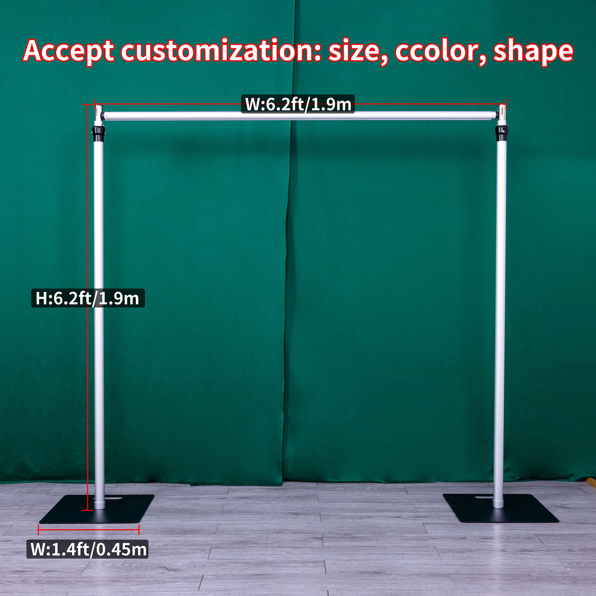 Adjustable Aluminum Wedding Arch Stand: Party Backdrop Frame (6.2