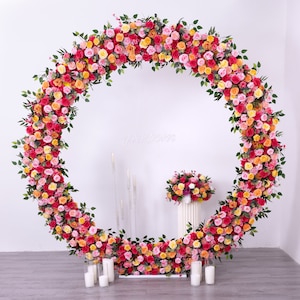 Rose Floral Circle Arch: Wedding Stage Decoration