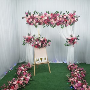 Customize Wedding Artificial Flower Row Rose Red Floral Small Corner Flower Set Marriage Proposal Party Background Decor
