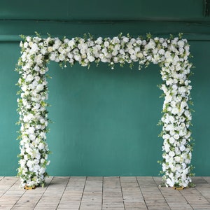 Luxury White Rose Flower Runner: Wedding Arch Centerpiece