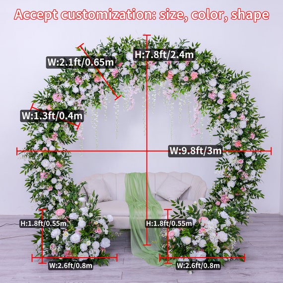 Customized Pink White Series Rose Peony Greens Wisteria