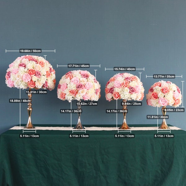 New 35/40/45/50cm silk rose hydrangea peonies artificial flower ball centerpieces party wedding background decor table flower ball