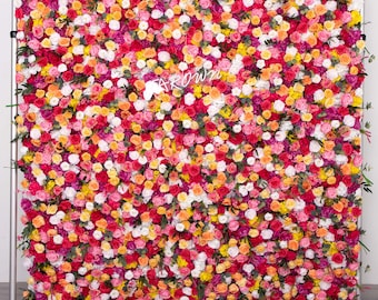 Wedding Party Backdrop Decoration Customized 8x8ft 5D Red Yellow White Rose Cloth Flower Wall for Event Stage Arch Decor Props