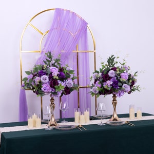 Palla di fiori della serie viola per la decorazione dello sfondo dell'evento, centrotavola di fiori artificiali di ortensia rosa da 50 cm, accessori natalizi