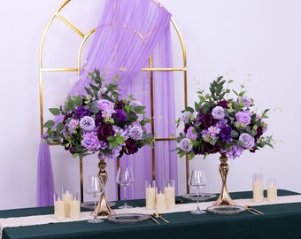 Purple Series Flower Ball for Event Backdrop Decoration 50cm Rose Hydrangea Artificial Flower Ball Centerpiece Christmas Props