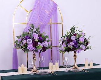 Purple Series Flower Ball for Event Backdrop Decoration 50cm Rose Hydrangea Artificial Flower Ball Centerpiece Christmas Props