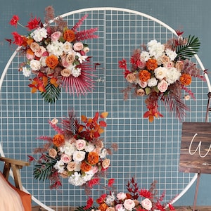 Autumn Wedding Arch Flowers: Custom Silk Flower Row Decor