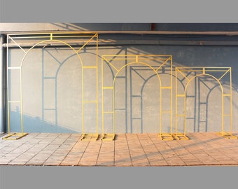 Gold Iron Wedding Arch: Cuboid Curved Party Stage Decor