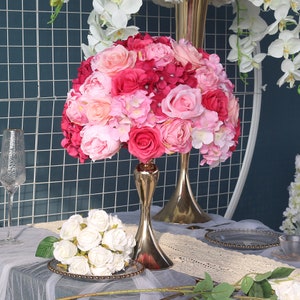 Wedding Flower Ball Centerpiece: Silk Rose Table Decor