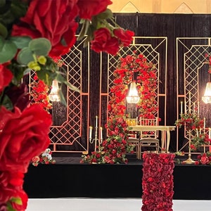 Gold Metal Wedding Arch: Flower Stand Party Backdrop (5.5ft x 9.8ft)