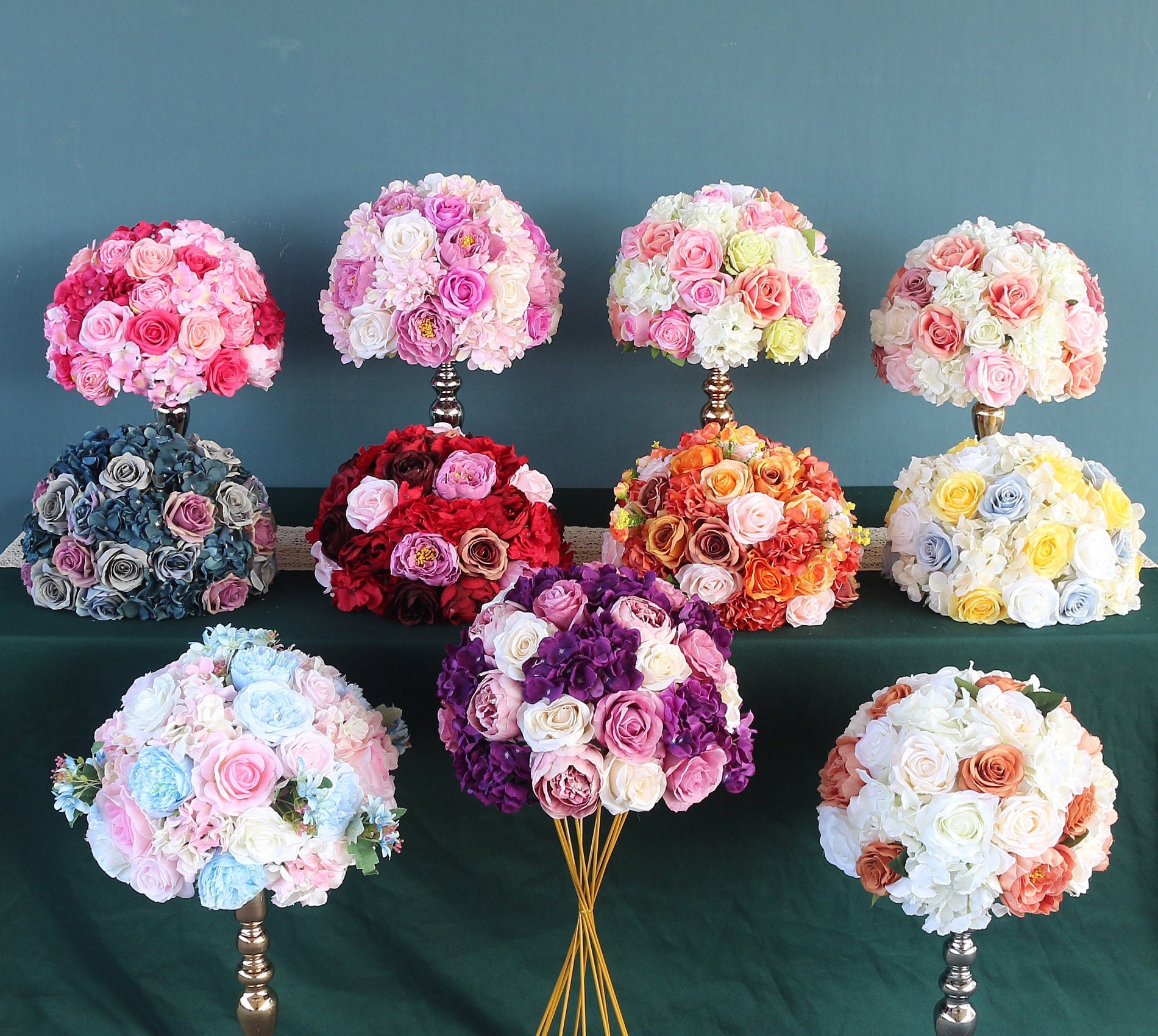 Artificial Flower Bouquets With Diamonds 6 various Colors 