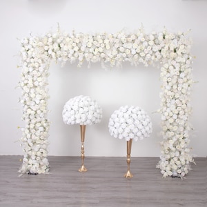 White Series Floral Arrangement Artificial Rose Peony Flower Runner for Wedding Backdrop Decor Outdoor Birthday Party Arch Props