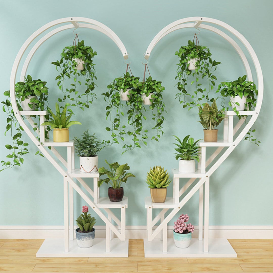 5-tier Plant Stand: Wrought Iron & Wood, Love Heart Arch - Etsy