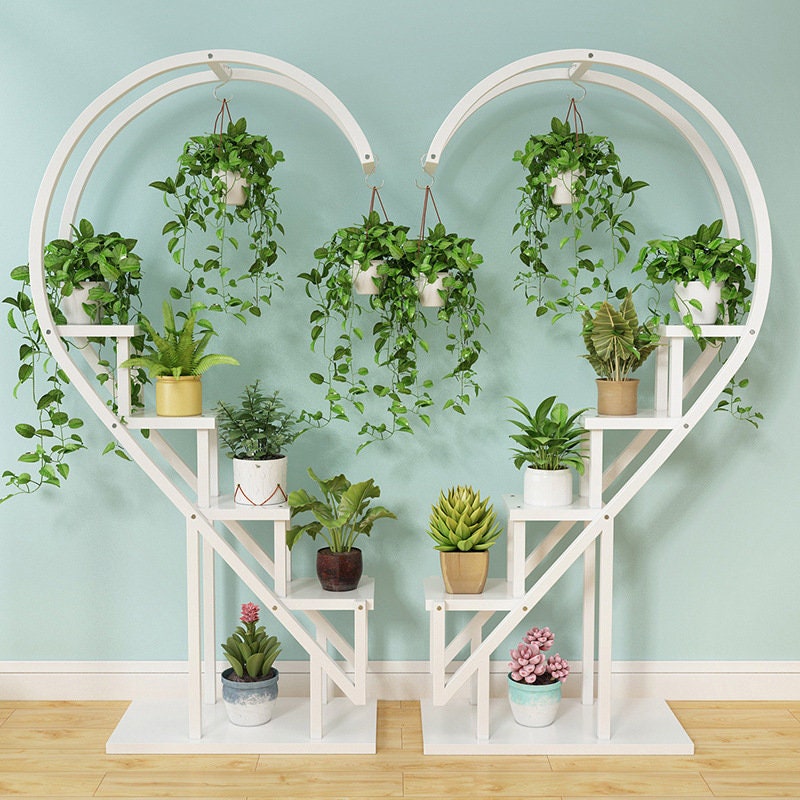 5-tier Plant Stand: Wrought Iron & Wood, Love Heart Arch - Etsy