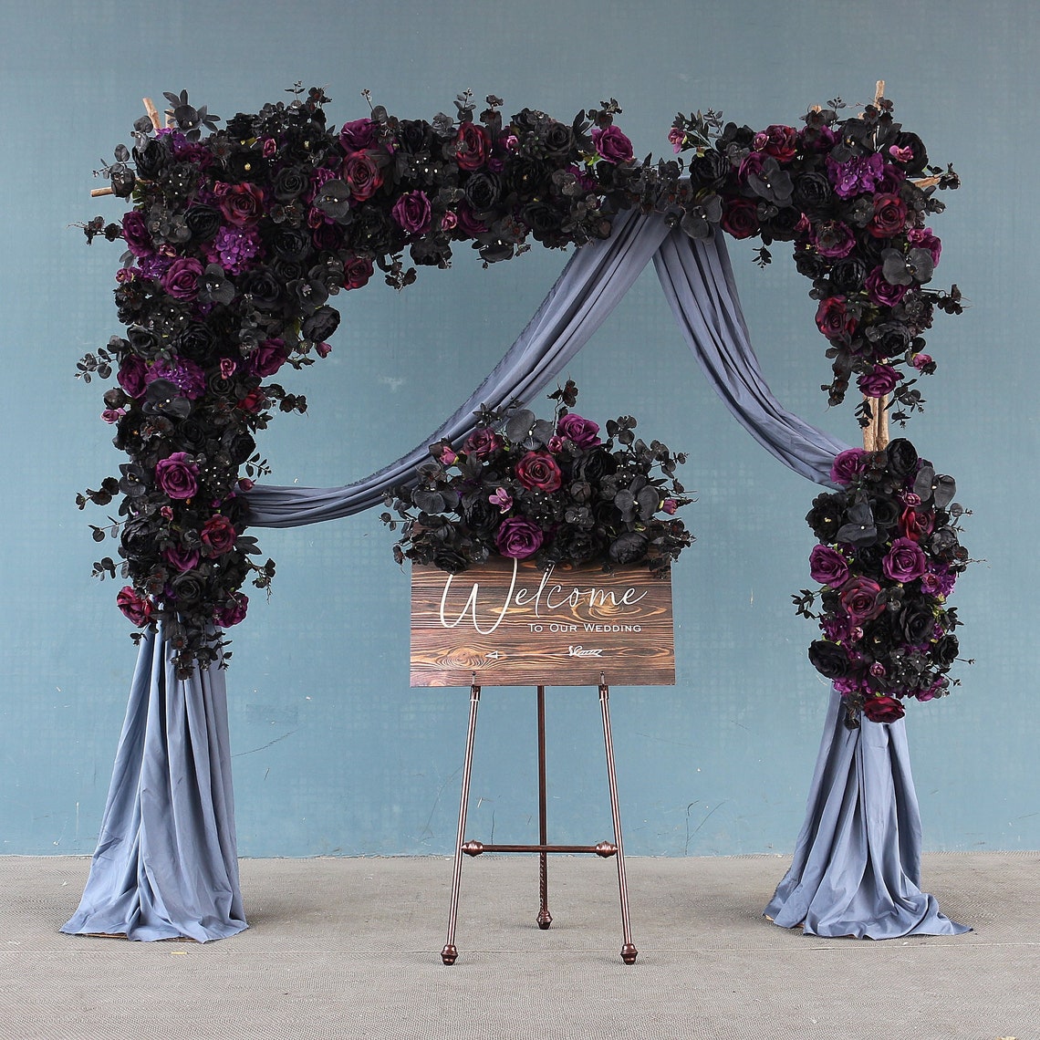 Wedding Flower Arrangement Black Rose Flower Row Dark Purple image 1