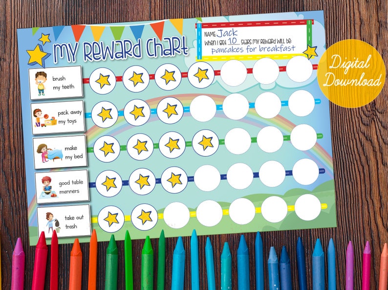 Printable Star Reward Chart A4 Fun Reusable Kids Reward Etsy