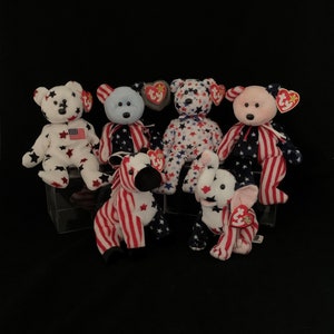 Ty Beanie Babies - &quot;Lefty 2000, Righty 2000, Red White & Blue, Glory, Spangle&quot; - EXCELLENT CONDITION