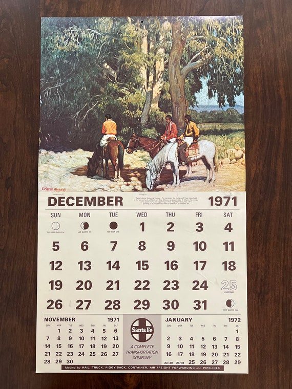 santa-fe-wall-calendars-1971-1979-vintage-santa-fe-railway-collectibles-vintage-calendars-southwestern-collectibles-americana-rare-etsy