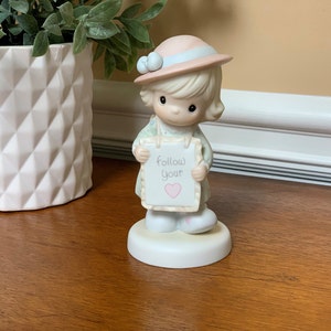 Vintage Precious Moments, &quot;Follow Your Heart&quot;, A Precious Moments Last Forever Porcelain Figurine, Collectible Porcelain Figures - 1995