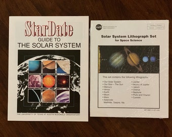 NASA Solar System Lithograph Set, Star Date Guide to the Solar System, Solar System Educational Material, Home School