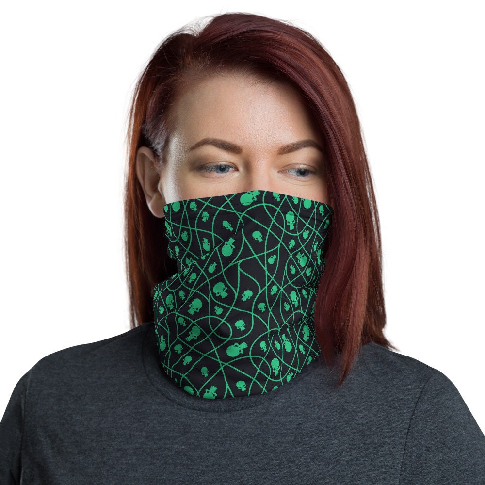 Green Skull Halloween Face Mask Gift For Her Bandana Face Etsy