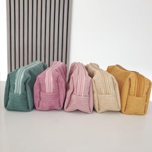 Corduroy Pencil Case, Make Up Bag,Hand Sewn Make Up Pouch, Vintage Style Cosmetic Bag, Gift For Her, Women’s Make up Bag