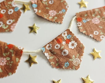 Handmade Floral Bunting: Vintage Fabric Garland, Cottagecore Decor