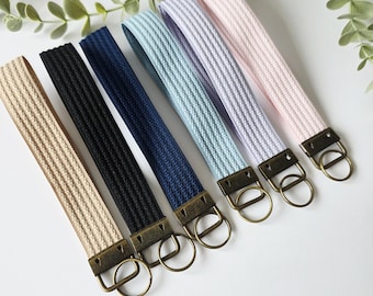 Wristlet Keychain | Woven Style Fabric Key Fob | Handmade Key Holder | Pretty Gift for Her