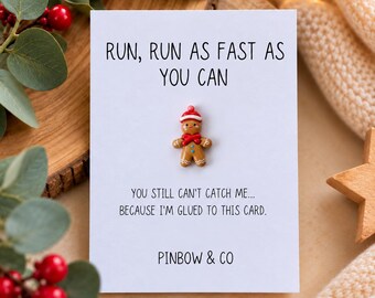 Gingerbread Man Christmas Gift | Run Run As Fast As You Can | Mini Resin Gingerbread Keepsake | Funny Stocking Filler