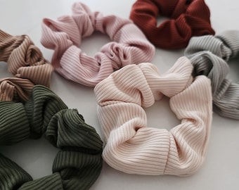 Handmade Ribbed Cotton Scrunchie, Soft Hair Accessory