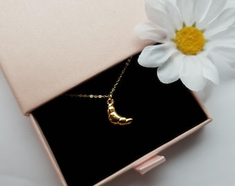 Croissant Necklace | Gold Food Pendant | Cute Quirky Jewellery | Whimsical Gift for Her | Foodie Necklace
