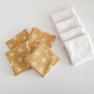 Reusable Face Wipes, Mustard Make Up Remover Pads, Large Washable Face Rounds, Eco Pads, Gifts For Her