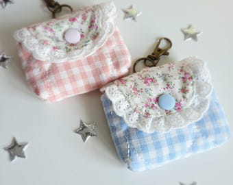 Floral Coin Purse | Quilted Fabric Mini Purse | Vintage Style Pouch | Small Handmade Gift for Her