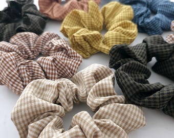 Gingham Scrunchie | Handmade Fabric Hair Tie | Checked Scrunchie | Cotton Hair Accessory | Gift for Her