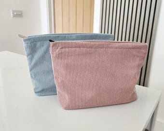 Corduroy Makeup Bag | Teal Cosmetic Pouch | Handmade Zipped Toiletry Bag | Travel Organiser | Gift for Her